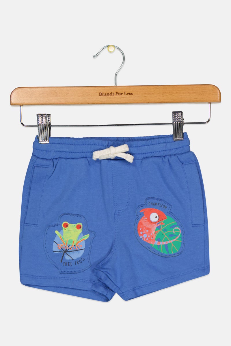 Henleys Toddlers Boy Graphic Print Basic Shorts, Blue - Image 2